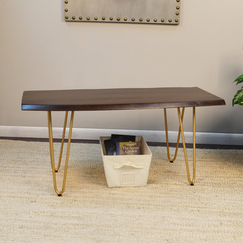 Four Leg Coffee Table, Elm/Gold