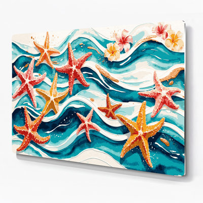 Hawaiian Starfish Beige Metal Wall Art