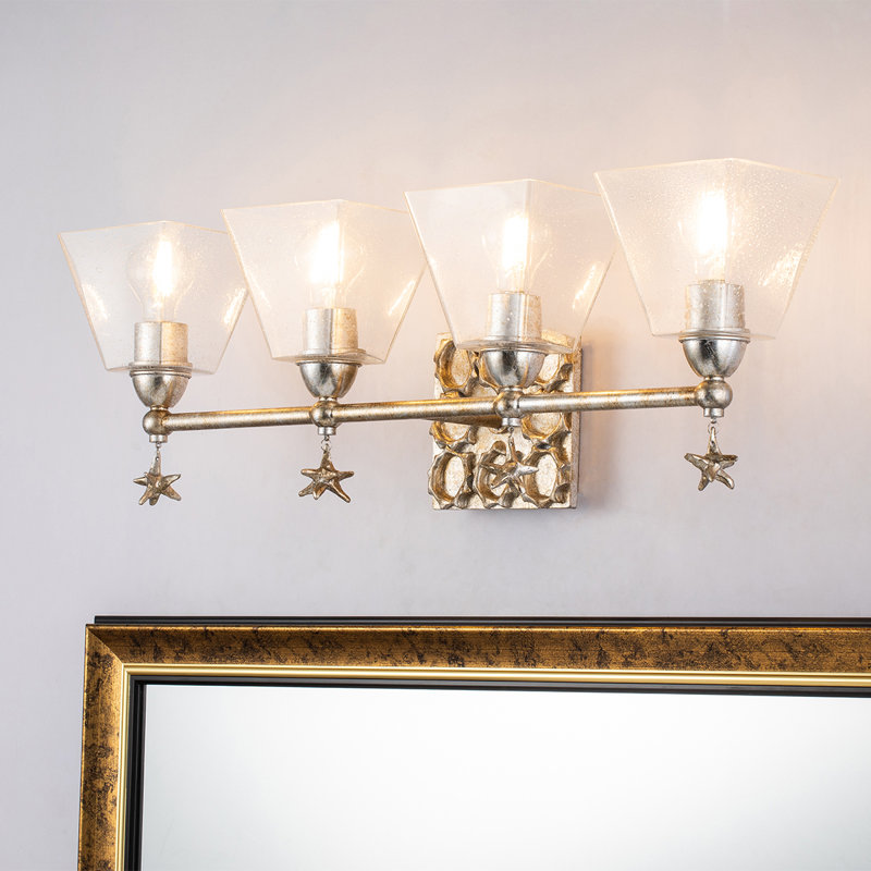 Star 4 Light Bath Bar, White/Silver