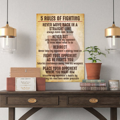 Canvas Wall Art Five Rules Of Fighting Poster Poster Vintage Poster Print Home Decor