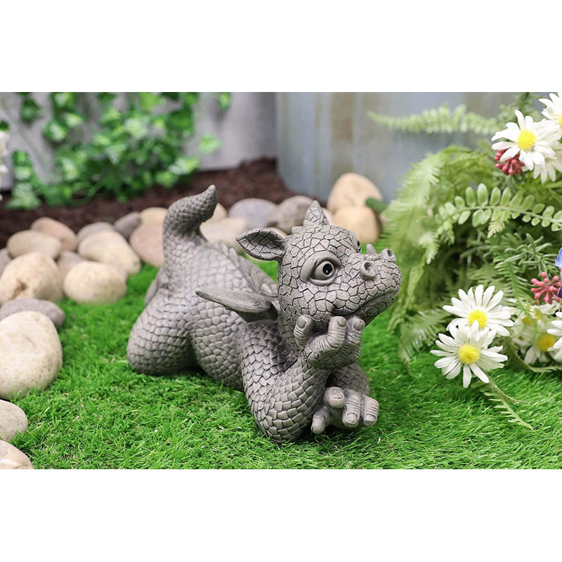 Wishful Thinking Baby Dragon on the Ground Statue