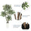 Ficus artificiel 5/6 pi avec pot de fleurs blanc - plante de plancher artificielle avec 3 troncs et feuilles blanches-1101706369