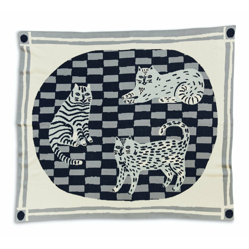 Three Of Cats Throw Blanket, London Fog