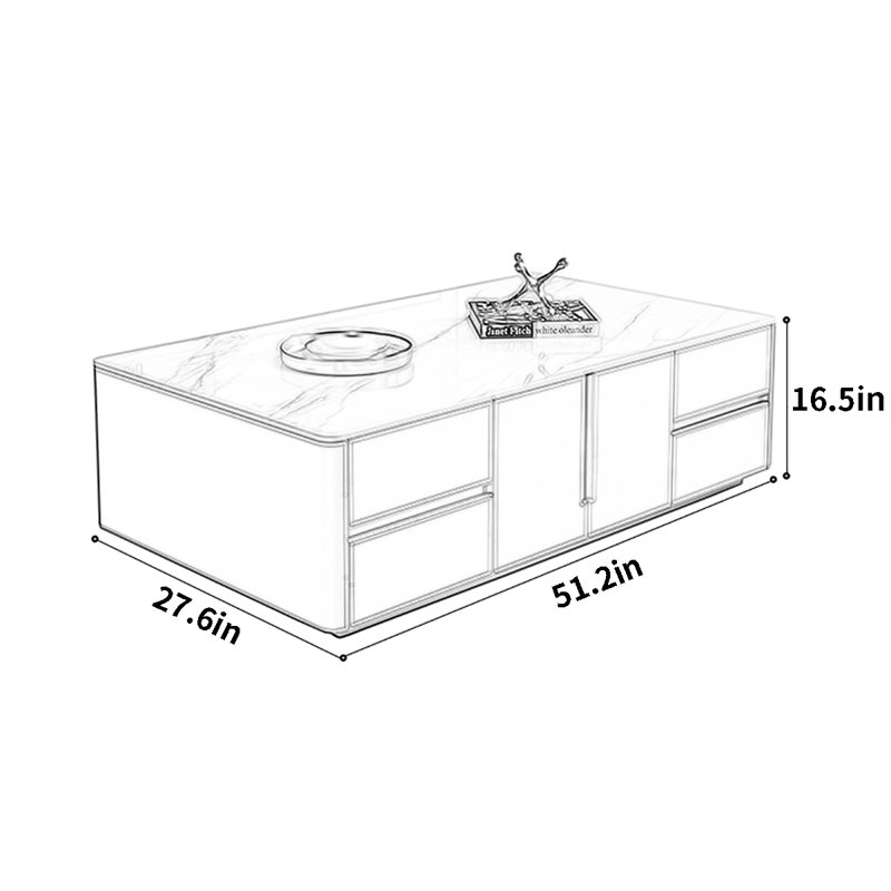 Table basse simple, Gris, H 16,5 po x L 51,2 po x l 27,6 po
