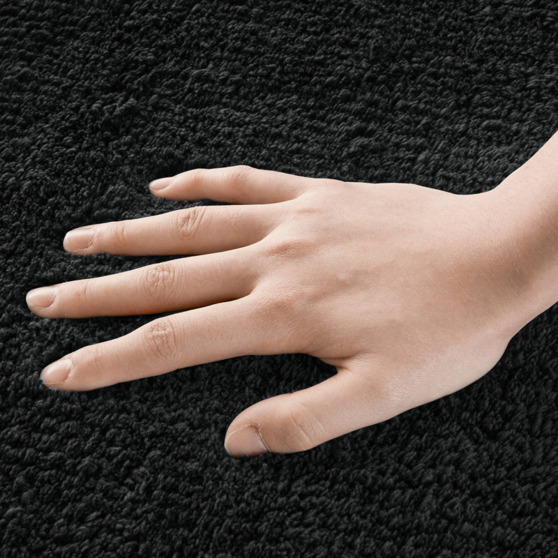 24x72" 100% Cotton Reversible 3000 Gsm Black Bath Rug - And Dense, Medium Pile 0.5", Easy Care 1 Pcs Look Feel, Machine Washable,