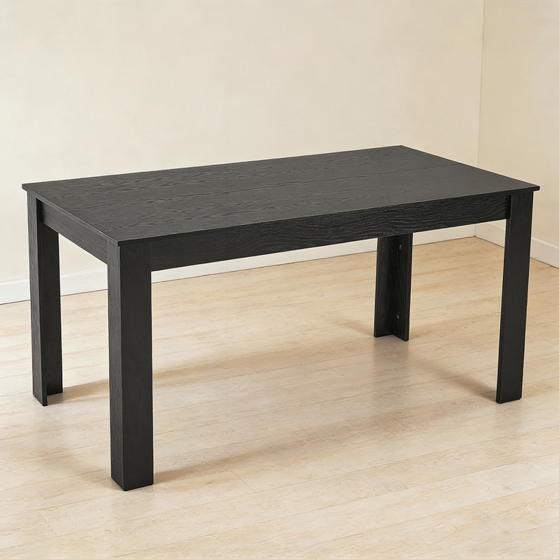 63-inch Modern Rectangle Dining Table, Black Wood Kitchen Table for 4-6 People, Sturdy MDF Office Desk