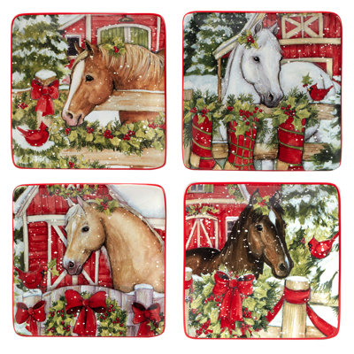 Homestead Christmas Set Of 4 Canape Plate