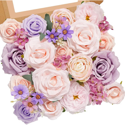 Mélange de fleurs artificielles roses mélangées, fleurs artificielles en soie rosée pour bouquets de mariage, centres de table et décoration de gâteaux