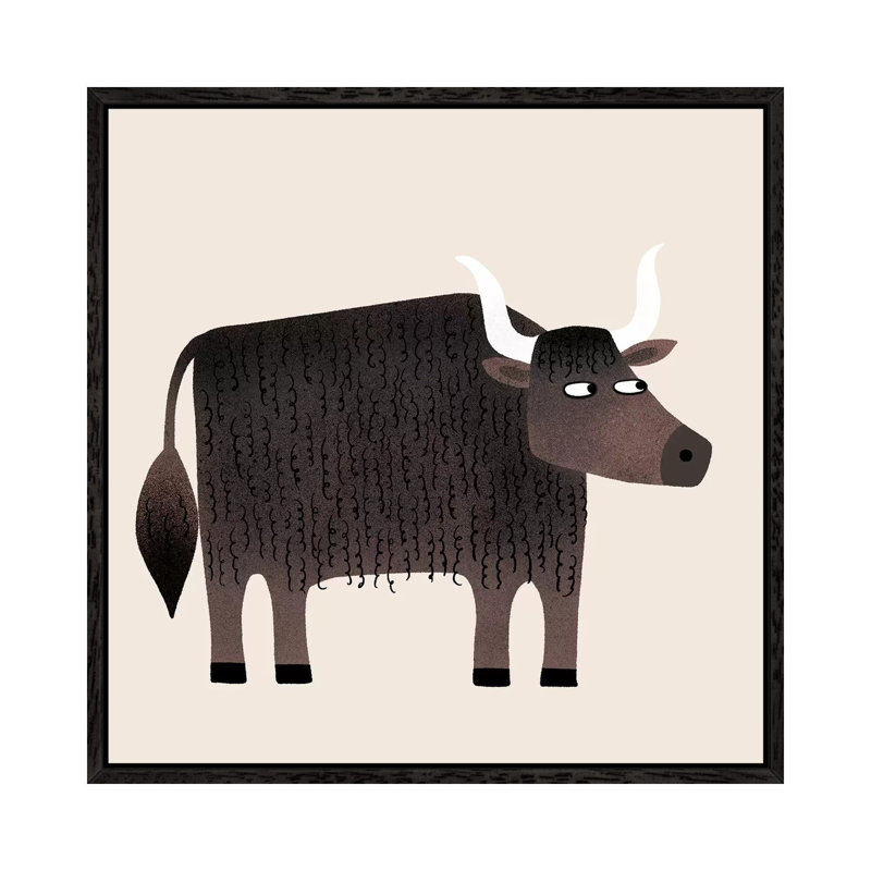Yak 1 Piece Wall Art on Canvas, 93.98 cm H x 93.98 cm W, Black Framed