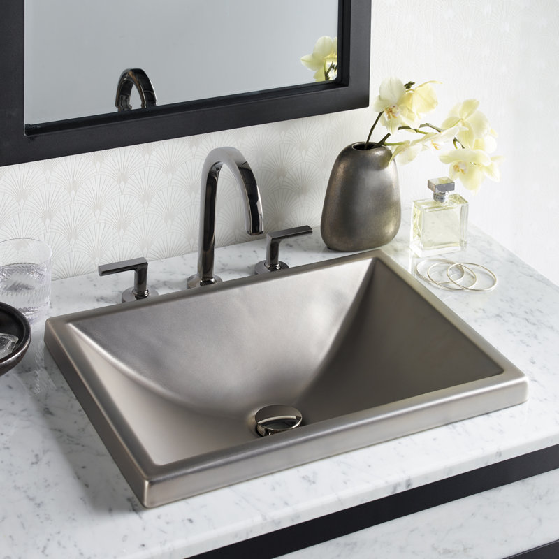 Lavabo de salle de bain double en argile réfractaire Amara, Platine