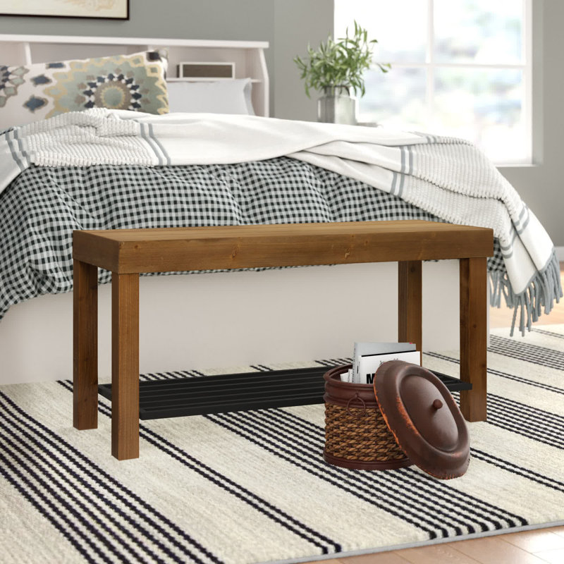 Damari Solid Wood Bench, Rustic Brown