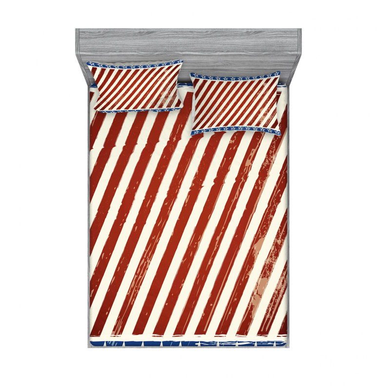 Microfiber Striped Sheet Set, Full/Double Sheet Set with Fitted Sheet