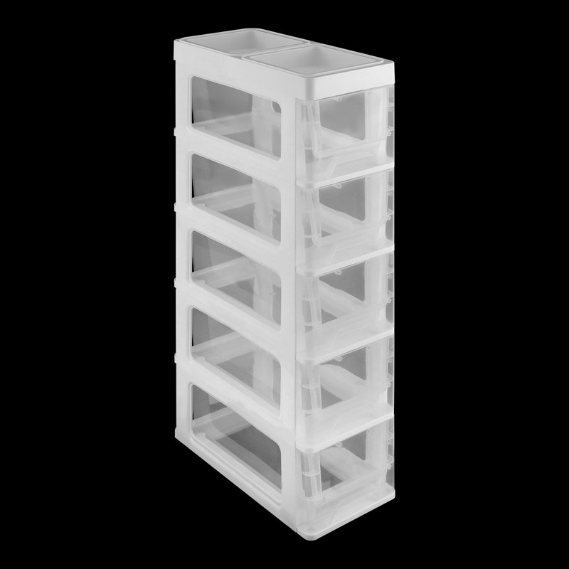 5 Tier Bathroom Storage Cabinet Narrow Floor Standing Storage Cabinet, Clear White