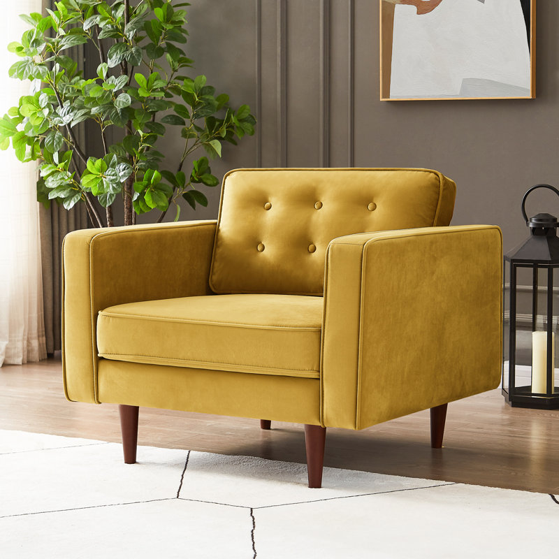 Fauteuil en velours 37,5 po, Gris foncé
