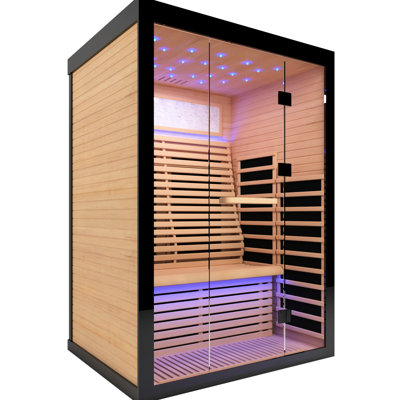 Maison pour 2 personnes à infrarouge lointain, pruche, puissance de 2160 W, plage de température, ciel étoilé, éclairage coloré, bien-être, désintoxication, relaxation