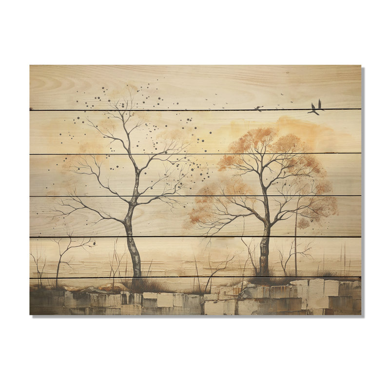 Terre majestueuse Baobab I - arbre Baobab, art sur bois de pin naturel, H 30 po x l 40 po