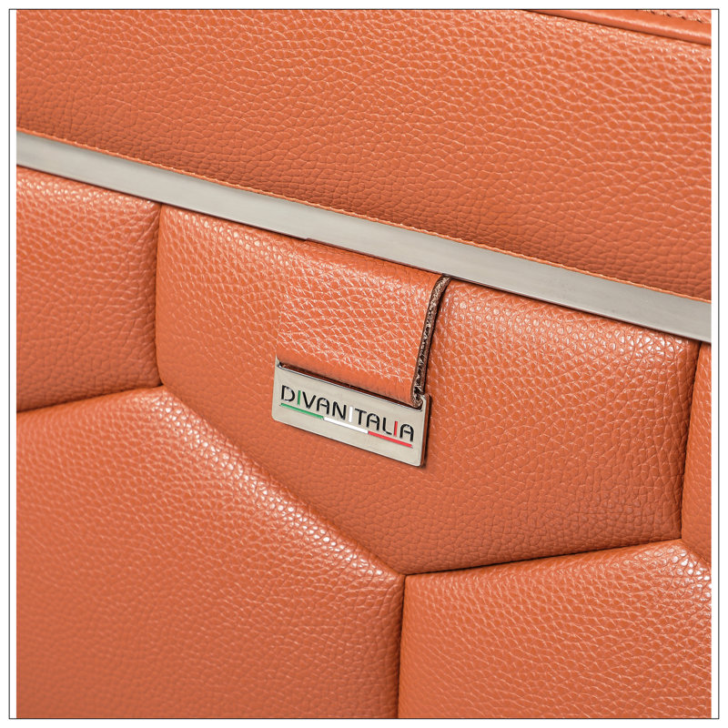 Causeuse en cuir italien à grain supérieur, Orange