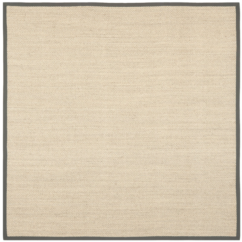 Debroh Natural Fiber Sisal With Latex Solid Color Rug, Square 1'6"