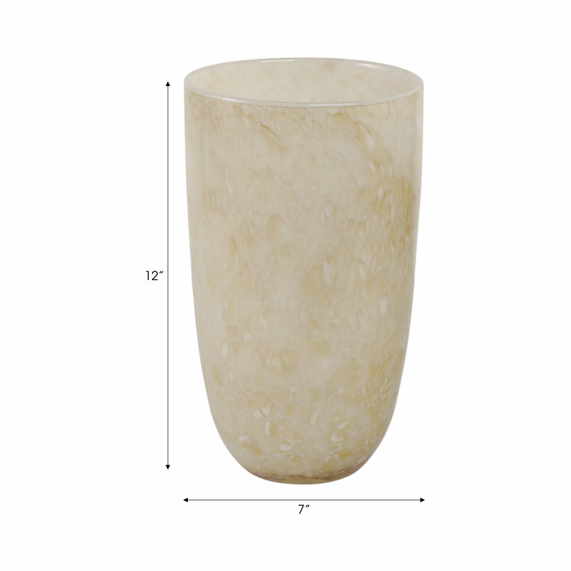 Addis Handmade Glass Table Vase, 12" H x 7" W x 7" D, Ivory