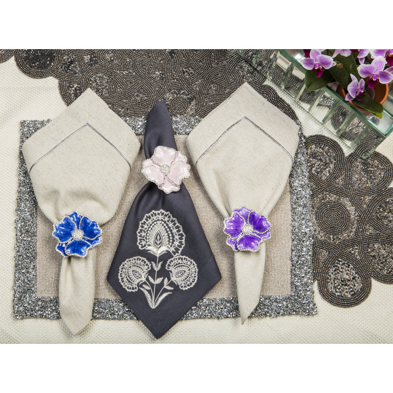 Small Hematite Flower Runner, 54" L