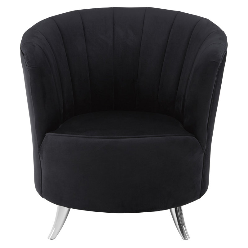 St. Charles Upholstered Barrel Chair, Black Velvet