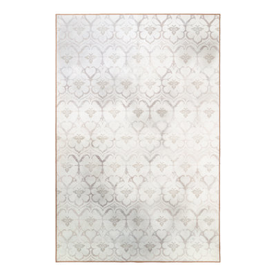 Leilani Damask Ivory Rectangle 6' X 9' Washable Area Rug