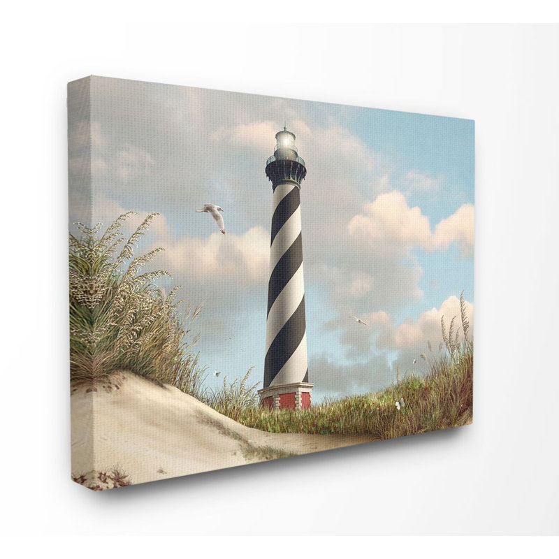«Cape Hatteras Black and White Swirl Shore Side Langle with Sand Dune», reproduction de photo, Toile tendue