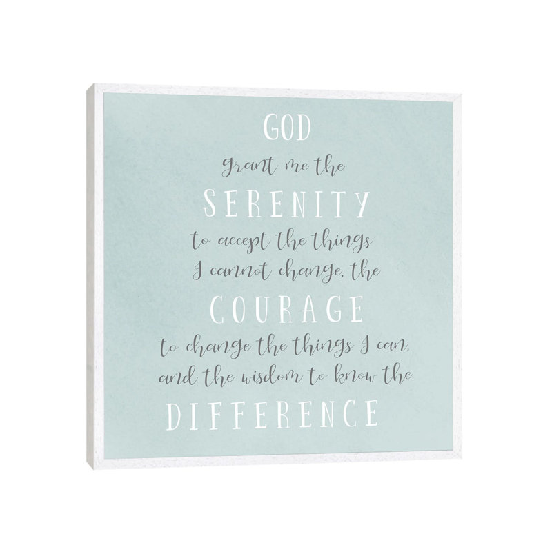 Serenity Prayer - Print on Canvas, White Framed, 66.04 cm H x 66.04 cm W