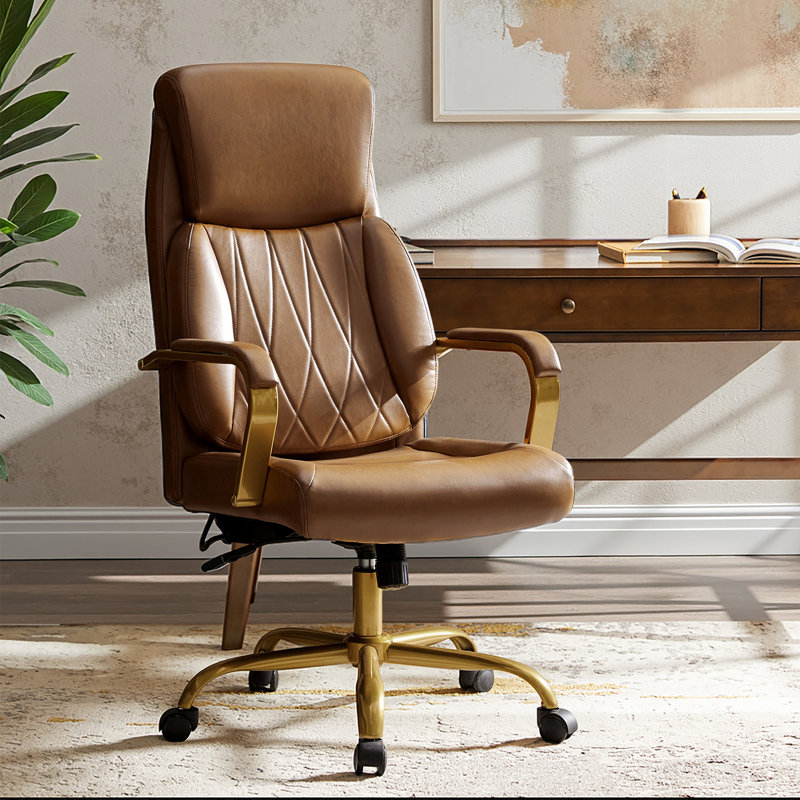 Chaise de bureau ergonomique inclinable 24 po avec système de soutien lombaire gonflable Bradford, Chameau
