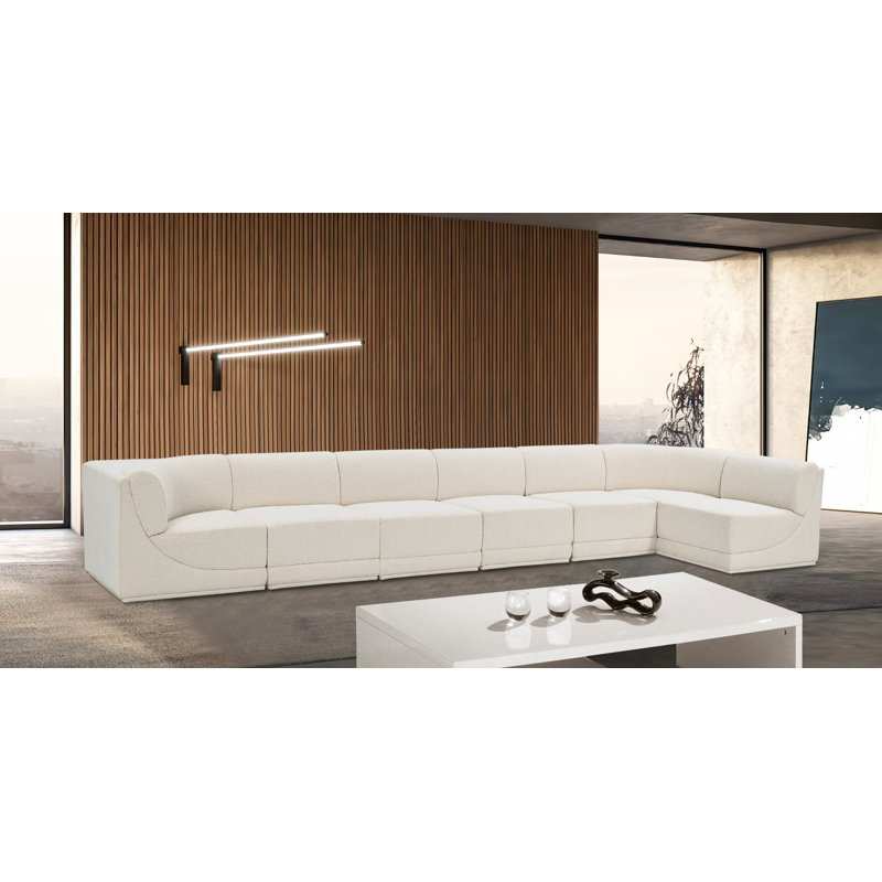 Canapé modulaire rembourré 7 pièces Ollie, Tissu crème bouclé