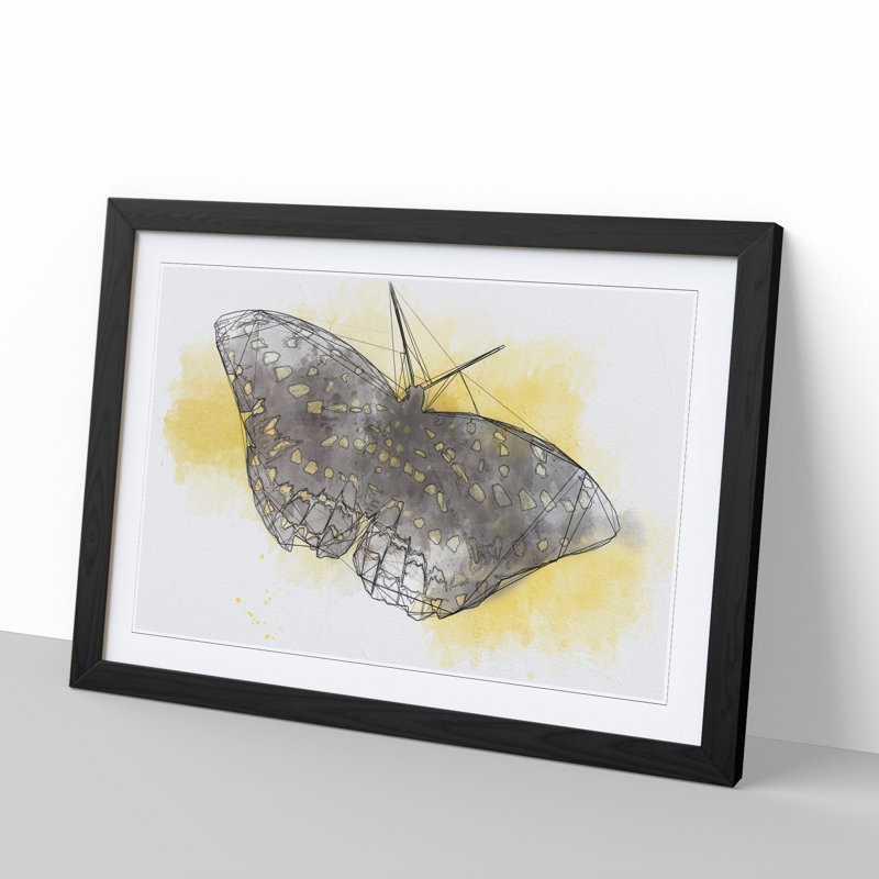 Butterfly Vol.4 Sketch - Picture Frame Painting, 27cm H x 36cm W x 2cm D, Black Framed