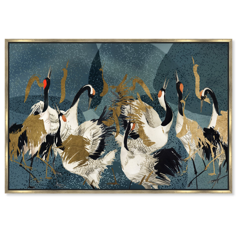 Signature Crane Love by Oliver Gal - Floater Frame Graphic Art Print on Canvas, 30" H x 45" W