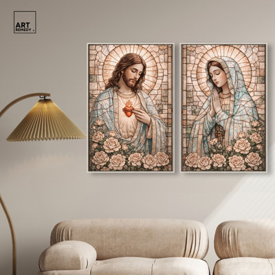 «His and Her Holy Radiance Duo», reproduction d'art sur toile encadrée par Art Remedy, cadre argenté, 20 x 30