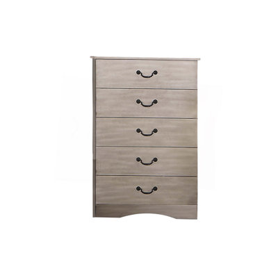 Commode argentée antique à 5 tiroirs, meuble de chambre contemporain