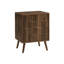 Table d'appoint en noyer stratifié pour la chambre à coucher: hauteur de 23 po, pieds en bois massif, rangement avec loquet, espace de salon ou de chambre à coucher de style Mid-Century: hauts, armoires, design inspiré