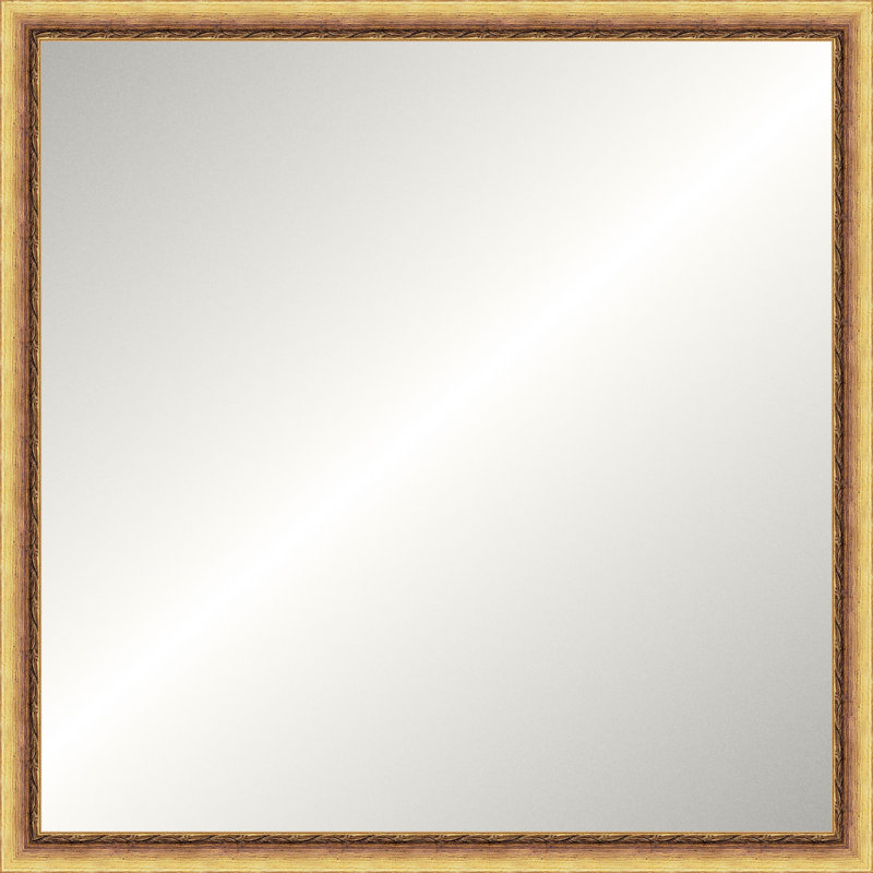 Distressed Gold Old World Mirror, Small Square