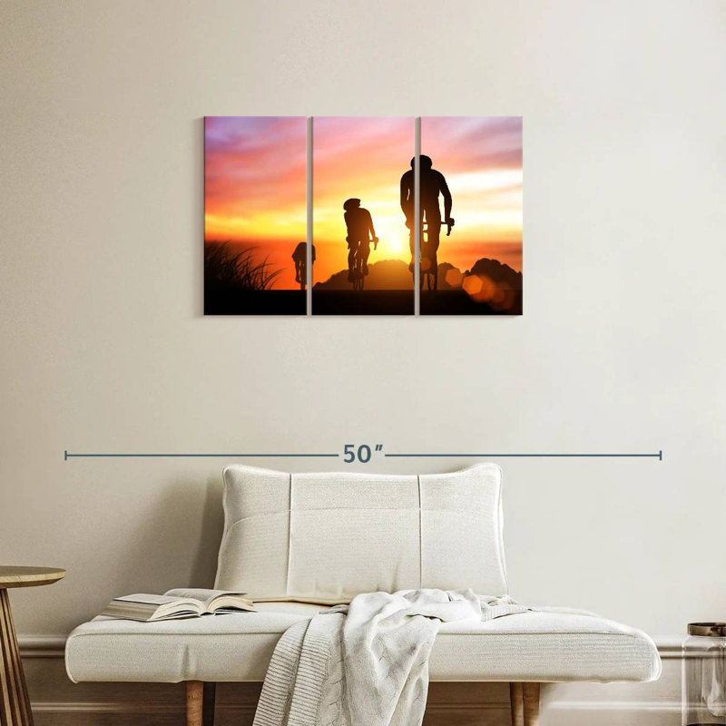 Sireci Cyclists At Sunset, 20" H x 33" W