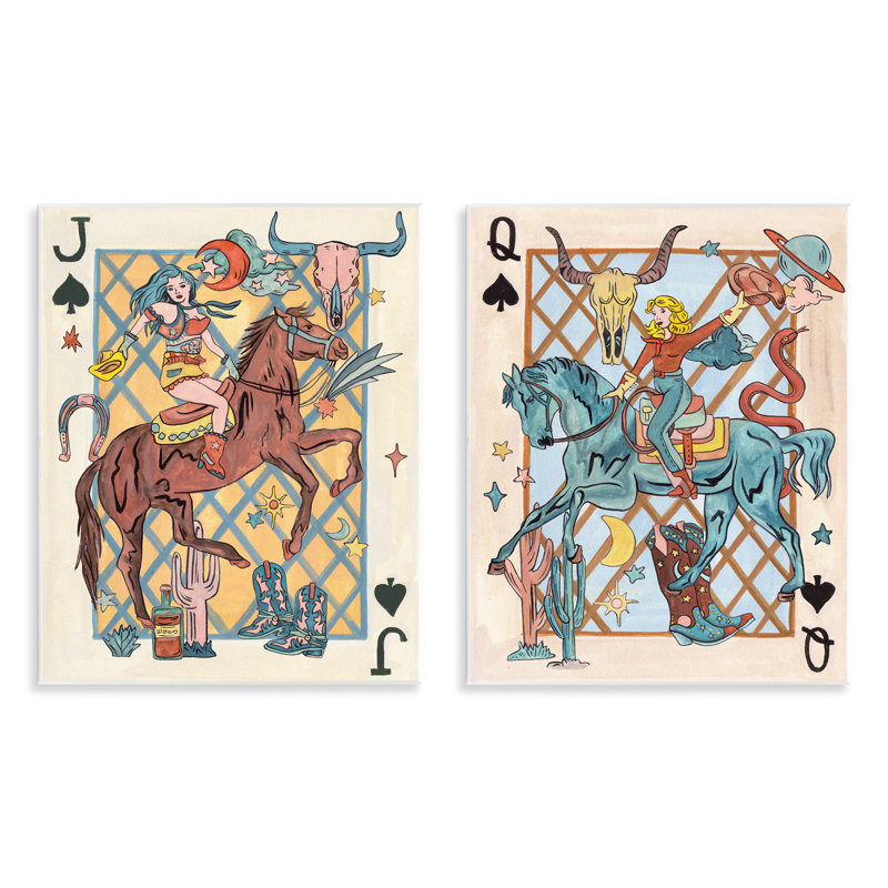  Western Cowgirl, jeu de cartes, art mural par Melissa Wang