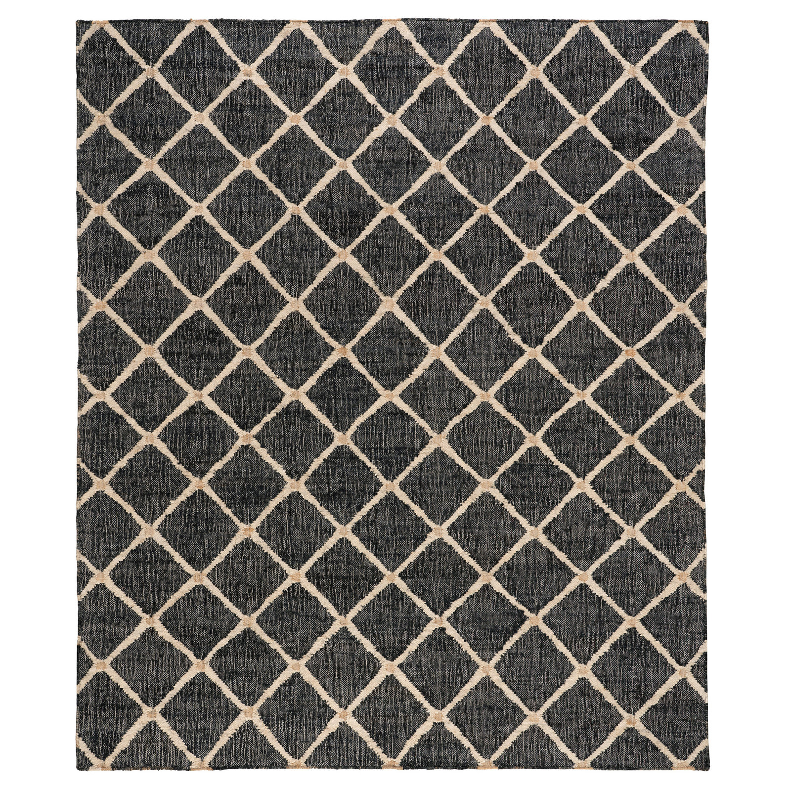 Kali Natural Handwoven Jute Rug, Rectangle 8' x 10', Black/Ivory