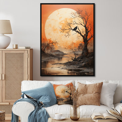 " Tree Orange Moon Silhouette " Color Photography Print