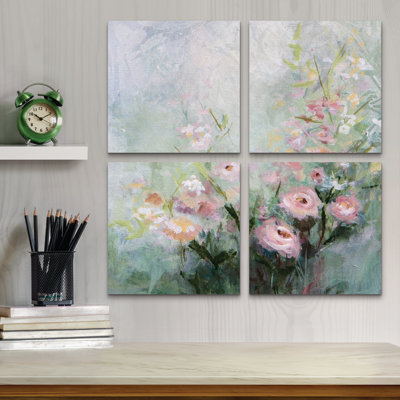 Ensemble de 4 panneaux muraux - Karen Hale «Garden Secrets 1», art mural sur toile pour le salon, la chambre à coucher ou le bureau par Trademark Fine Art