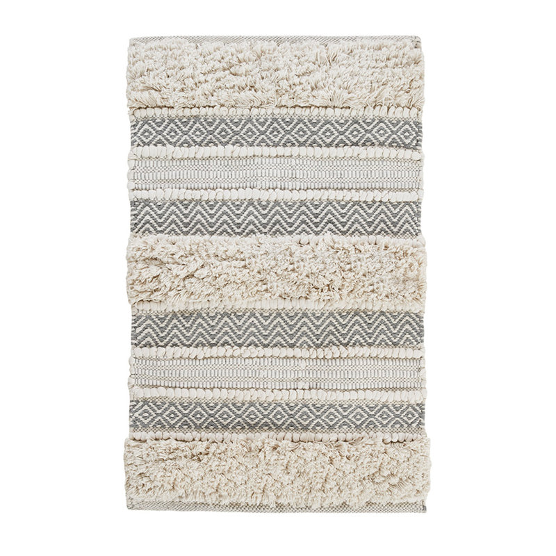 Tapis de bain tissé à rayures, L 32 po x l 20 po, Gris