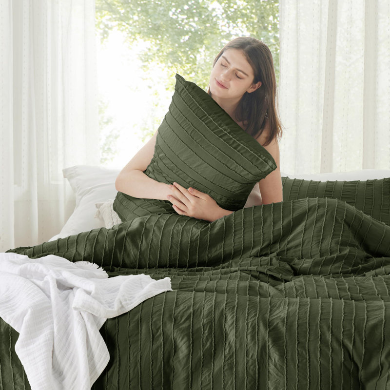 Essential Bedsure Shabby Elegance Striped Tufted Duvet Cover GentleSoft™️, Queen Duvet Cover + 2 Standard Pillowcases