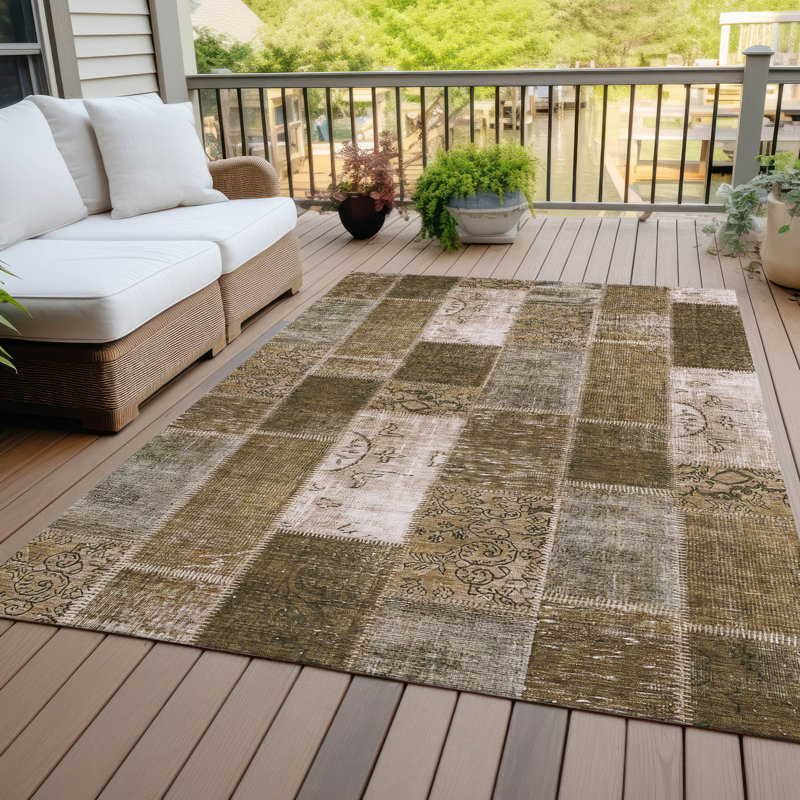 Tapis intérieur / extérieur Heffington avec envers antidérapant, Rectangulaire 8 pi x 10 pi