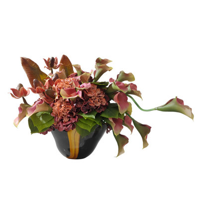 Arrangement floral de luxe - Vase élégant avec fleurs artificielles