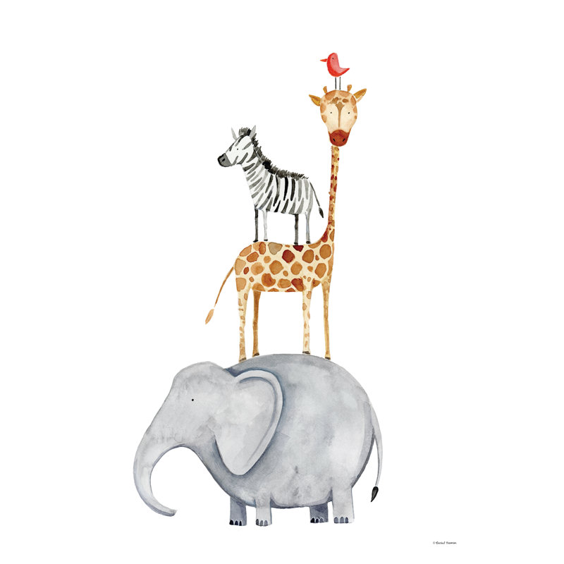 «Stacked Safari Animals on Canvas» par Rachel Nieman, reproduction, H 18 po x l 12 po x P 1,25 po