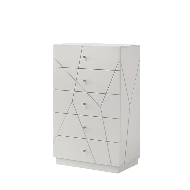 Commode blanche et argentée Esther