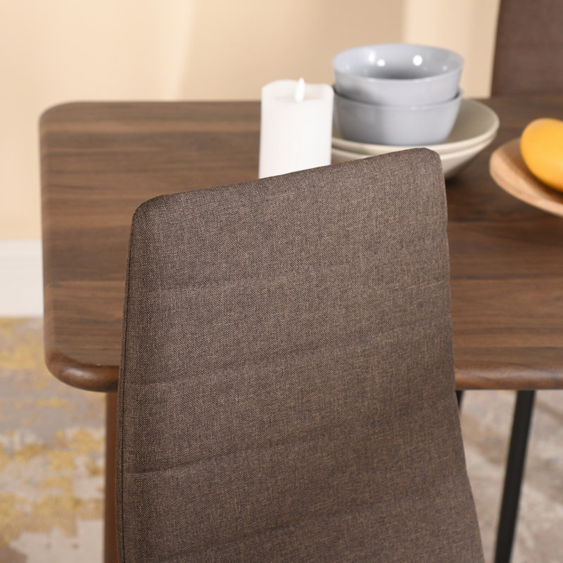 Mykyah 47cm H Fabric Upholstered Side Chair, Brown, Black