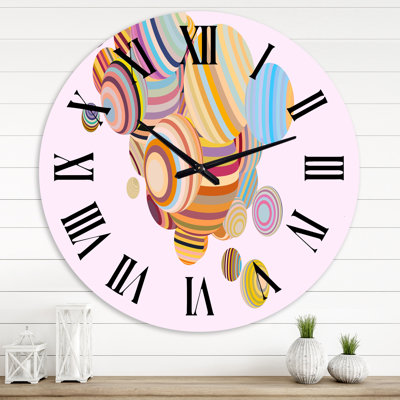 3D Illustration of Multicoloured Spheres II - Modern wall clock