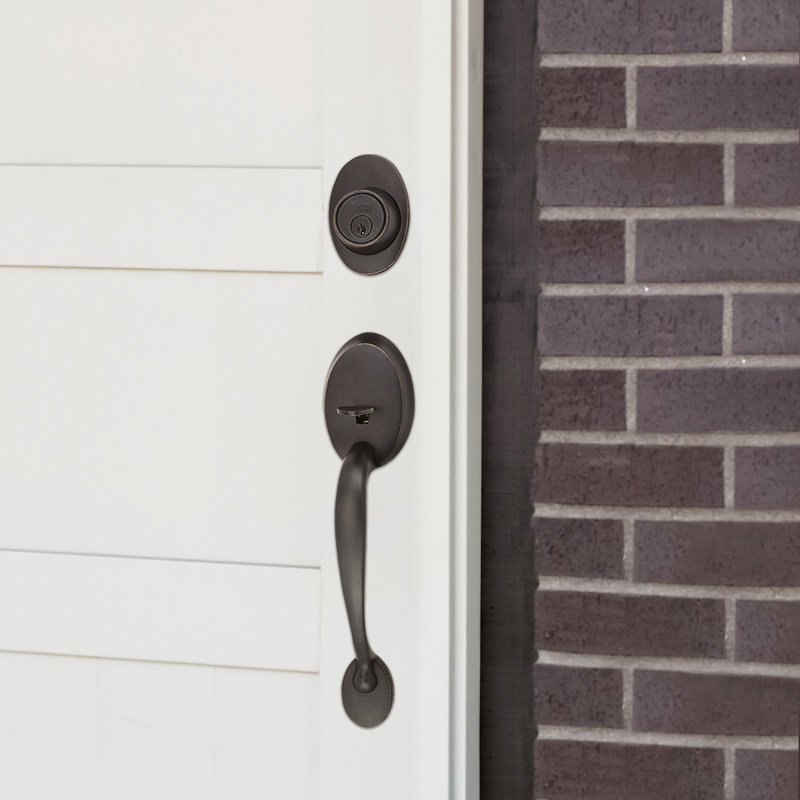 Oil Rubbed Bronze Single Cylinder Deadbolt Handleset with Lever